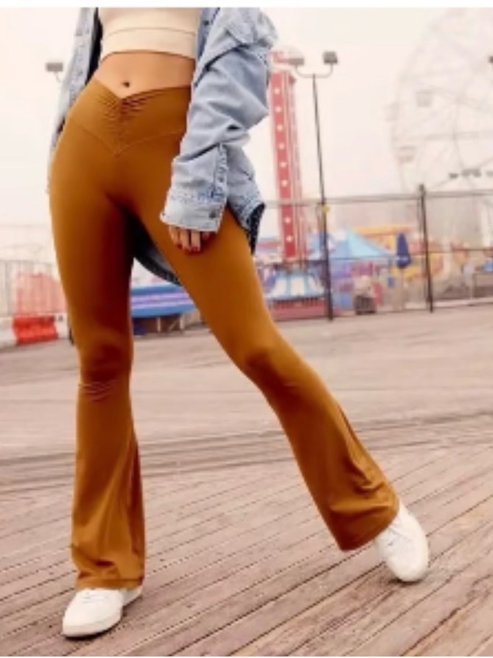 OFFLINE by aerie Real Me High-Waist Ruched Flare Leggings
